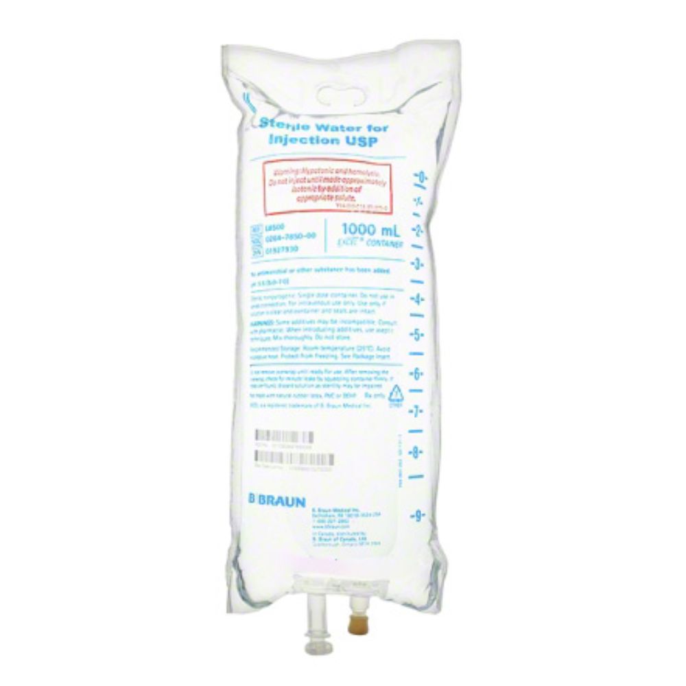 Container Containing An Injection BBraun™ EXCEL® IV Container, Sterile Water for Injection USP, 1000mL ...