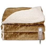 Sunbeam TRT8WR-R230-25A44 Sherpa RoyalMink Electric Heated Throw Blanket - Honey