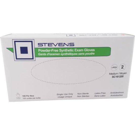 Stevens Synthetic Vinyl Exam Gloves, Powder-Free, Non-Sterile, X-Large (Box 100 pcs)