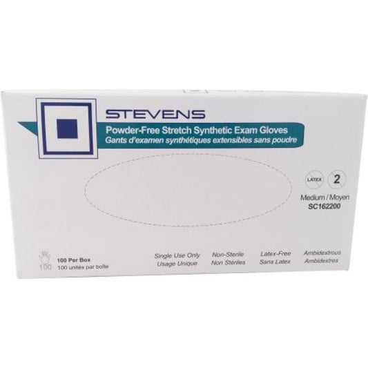 Stevens Synthetic Vinyl Stretch Exam Gloves, Powder-Free, Non-Sterile, Medium (Box 100 pcs)