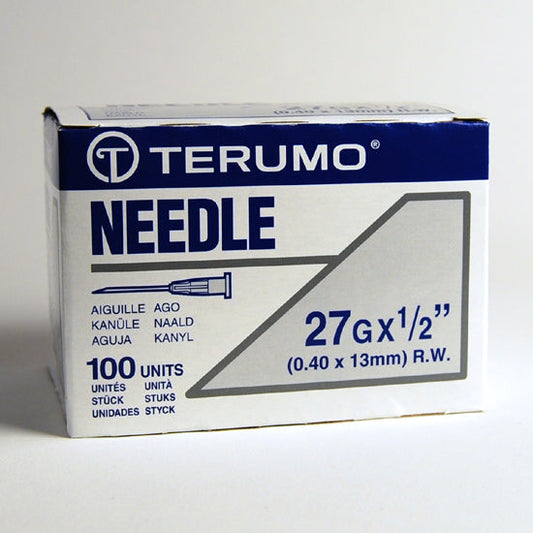 Bx/100 Hypodermic Regular Wall Needle, 27G, 1/2In