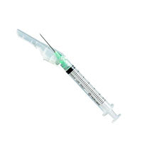 Bx/100 Surguard Iii Safety Hypodermic Syringe & Needle 3Cc 23G X 1" Luer Slip & Lock Thumb/Finger/Surface Activation Hub & Needle Locks Nonslip Surfaces Latex-Free