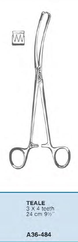 Teale Uterine Vulsellum Forceps, 24cm 9½"