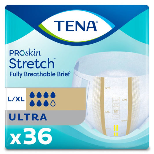 TENA® Stretch Ultra Briefs, L/XL (waist size 104-163cm) (Pkg 36 pcs)