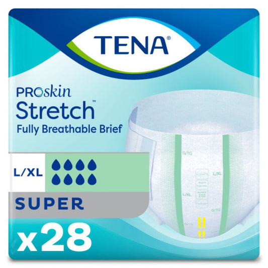 TENA® Stretch Super Briefs, L/XL (waist size 104-163cm) (Pkg 28 pcs)