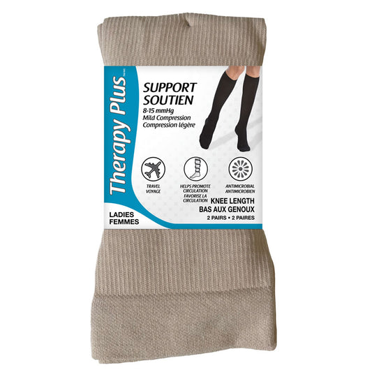 Therapy Plus Support Diabetic Compression Socks - Women's - Tan - 2 pairs