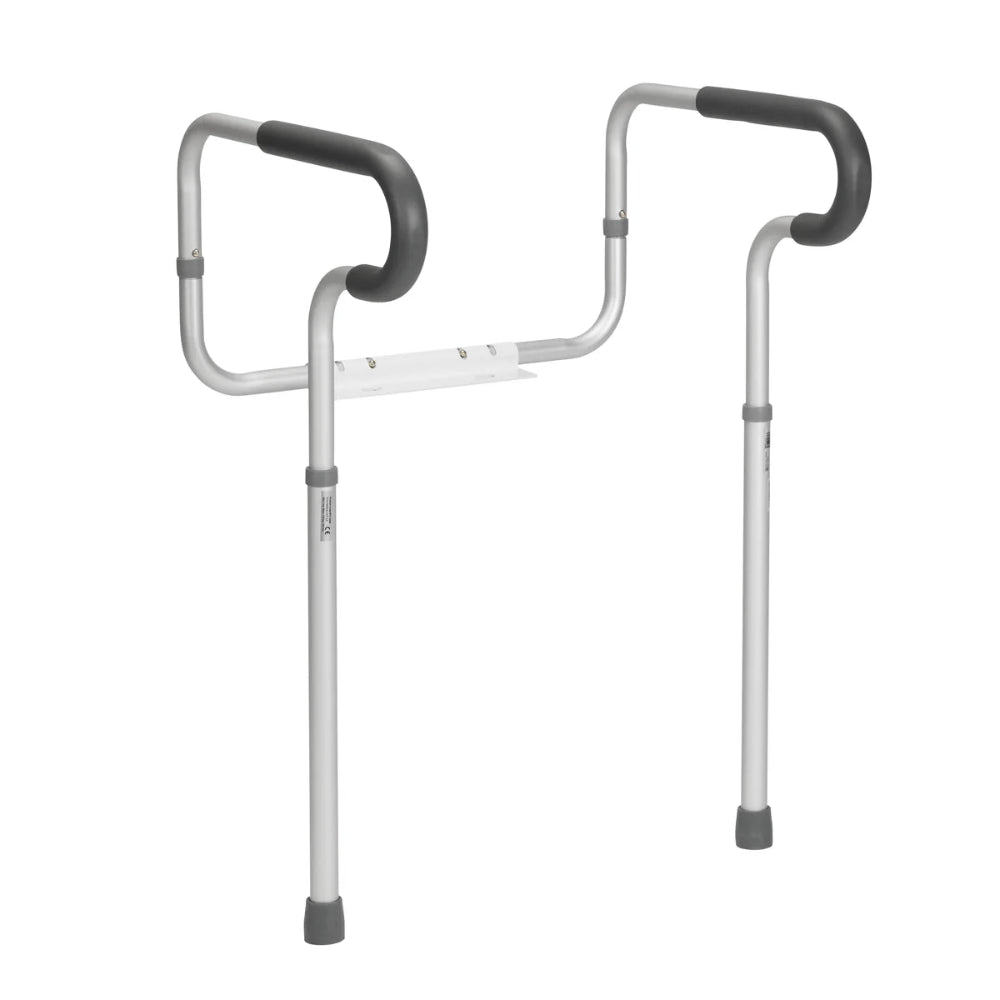 Toilet rail with ergonomic handgrips