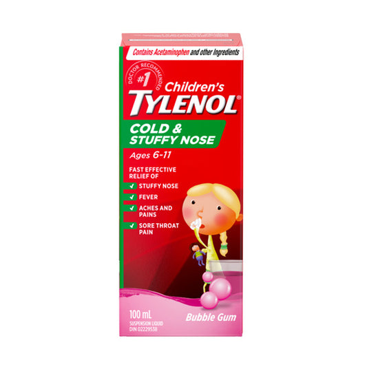 Tylenol* Children's Cold & Stuffy Nose Suspension Liquid - Bubble Gum - 100ml