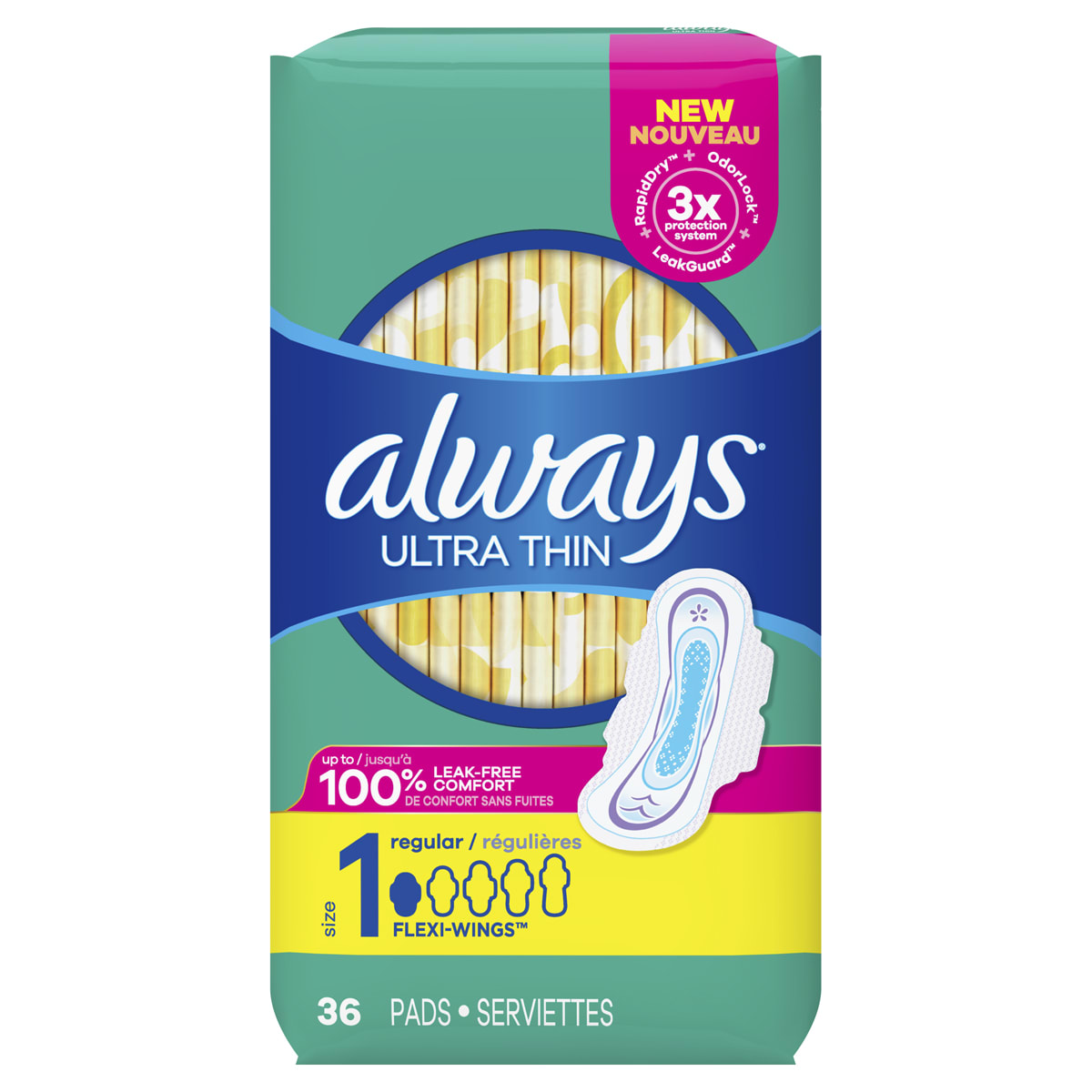 Always: Ultra Thin Size 1 Regular Pads With Wings, Unscented