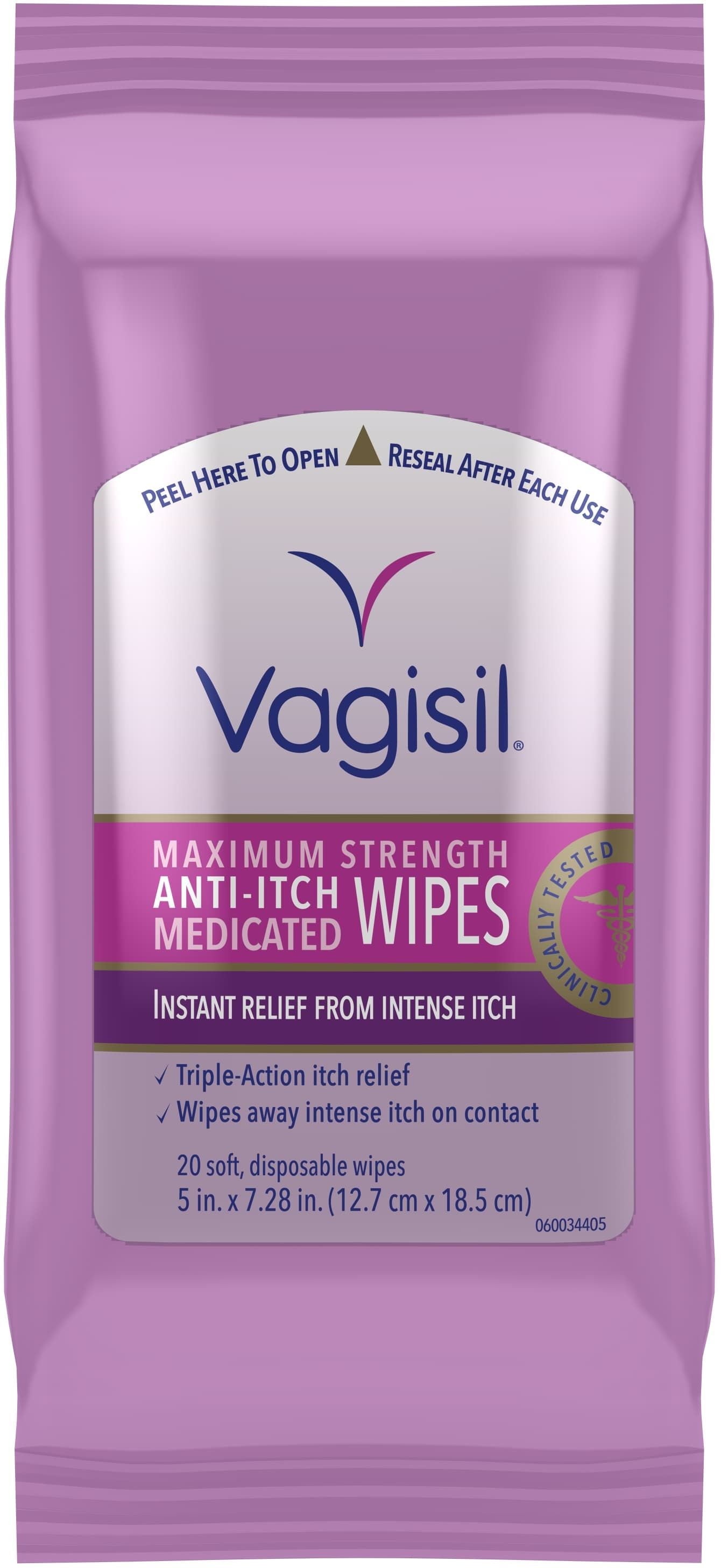 Vagisil Anti-Itch Medicated Wipes 20 Each (Pack of 6)