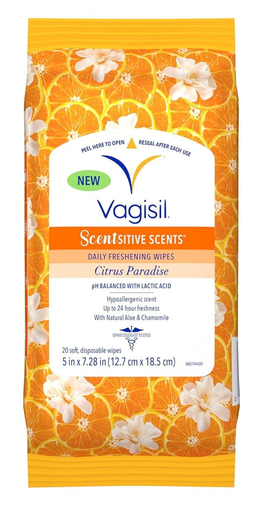 Vagisil Wipes Scentsitive Scents Citrus Paradise 20 Ct (Pack of 3)