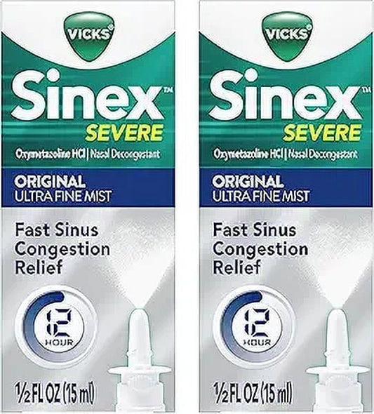 Vicks Sinex Severe Nasal Spray with Menthol 0.50 oz (Pack of 2)