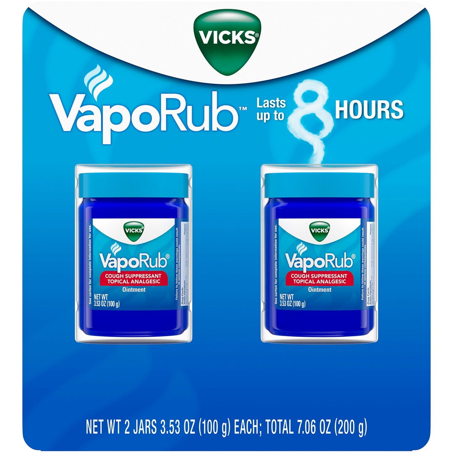 Vicks VapoRub Cough Suppressant Topical Analgesic Ointment Twin Pack (7.06 oz.)