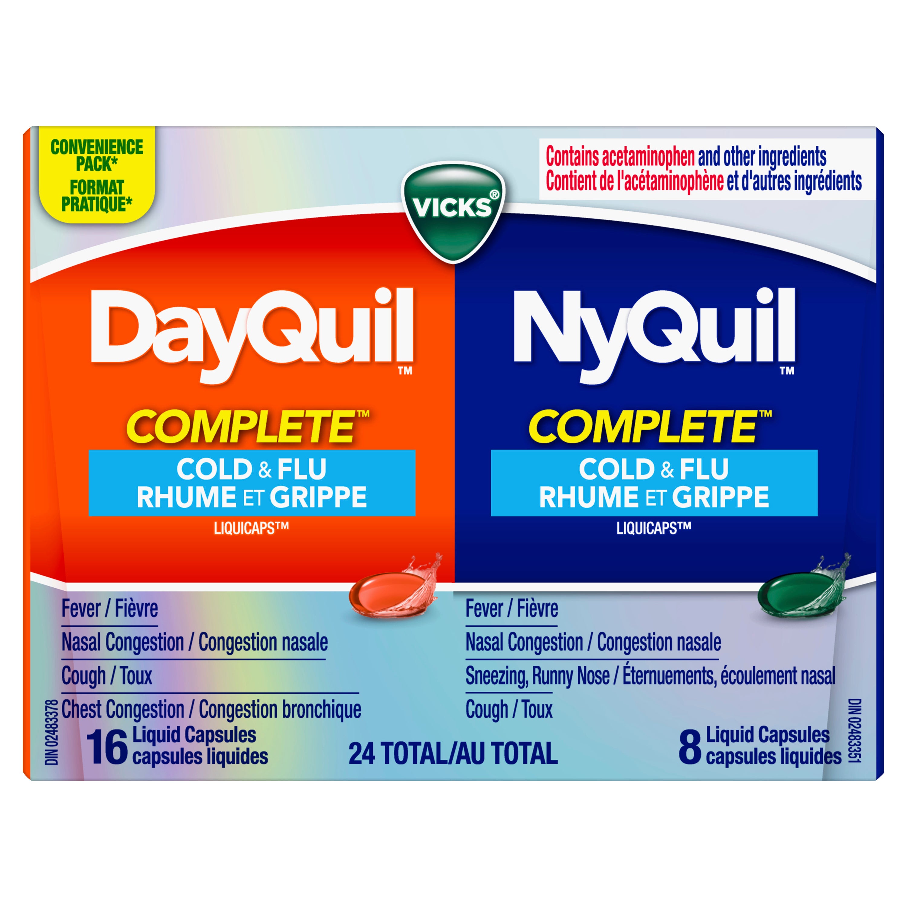 Vicks DayQuil NyQuil Complete Cold & Flu LiquiCap - 24s – Safe Care ...
