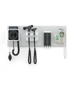 Welch Allyn Green Series 777 Diagnostic Wall Board W/ Coaxial Opth Scope & Coaxial Opth Scope & Aneroid Bp Anroid & Kleenspec Dispenser - Ea/1