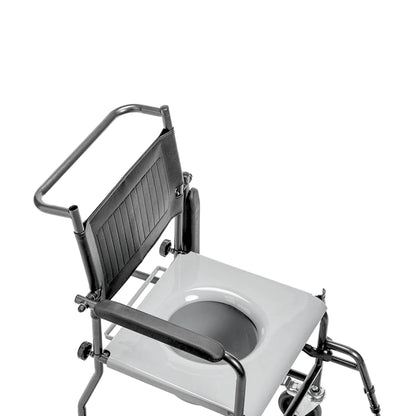 Wheeled commode with footrests