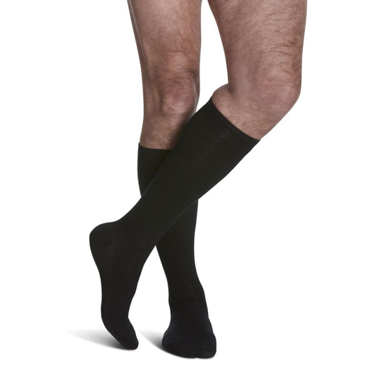 Sigvaris All-Season Merino Wool Men's Stockings, 15-20mmHg, Size C, Black (Per Pair)