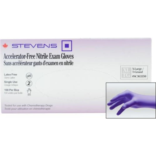 Stevens Accelerator-Free Nitrile Exam Gloves, Powder‑Free, Non‑Sterile, X-Large (Box 100 pcs)