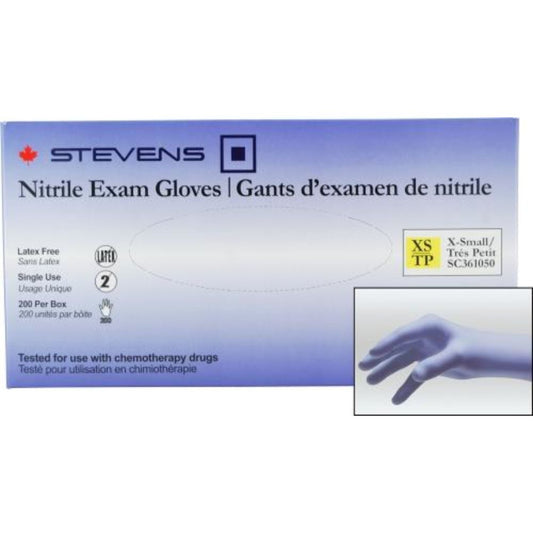 Stevens Nitrile Exam Gloves, Powder‑Free, Non‑Sterile, X-Small