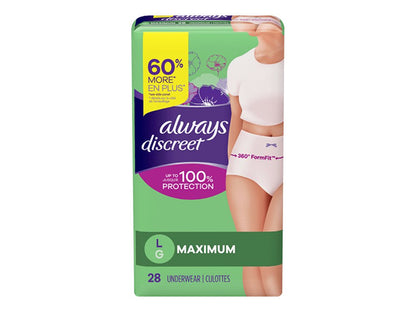 Always Discreet Maximum Protection Incontinence Underwear - Large - 28's