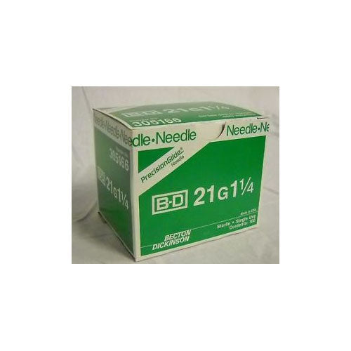 NEEDLE HYPO 21GX1IN R/BEV ST THIN WALL 100EA/BX 10BX/CA