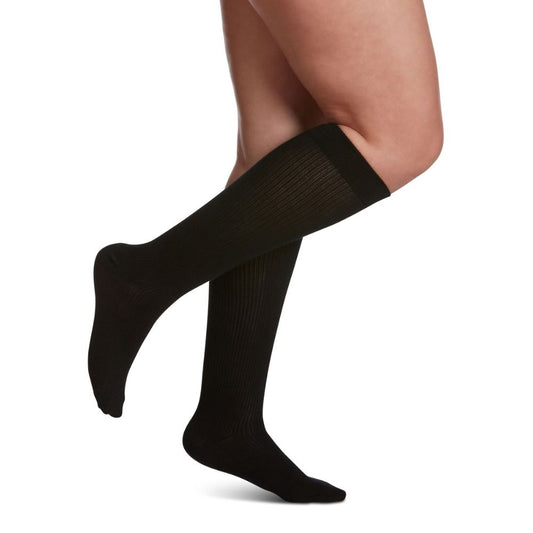 Sigvaris Casual Cotton Women's Stockings, 15-20mmHg, Size A, Black