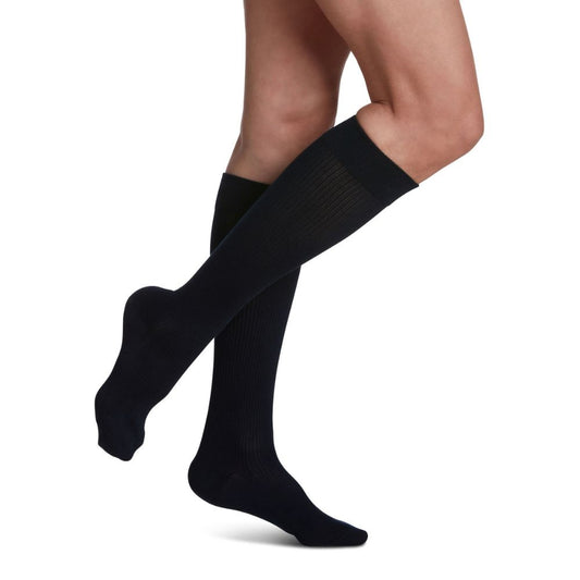 Sigvaris Casual Cotton Women's Stockings, 15-20mmHg, Size B, Navy (Per Pair)
