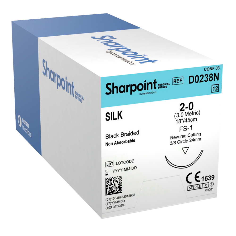 SHARPOINT PLUS  POLYPROPYLENE 6-0, BLUE, 45CM,  DS14, REVERSE CUTTING, 3/8 CIRCLE  14MM