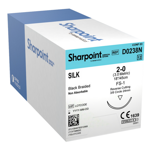 SHARPOINT PLUS  POLYPROPYLENE 6-0, BLUE, 45CM,  DS14, REVERSE CUTTING, 3/8 CIRCLE  14MM