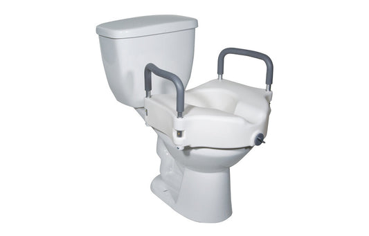 2-in-1 Locking Raised Toilet Seat with Tool-free Removable Arms