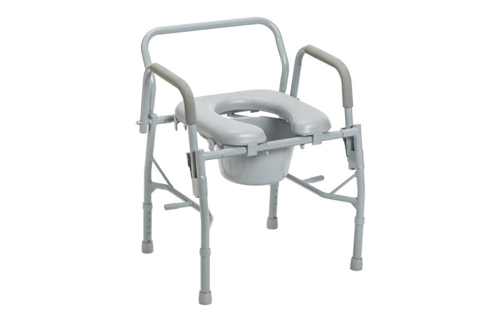 Drive Steel Drop Arm Bedside Commode With Padded Seat & Arms