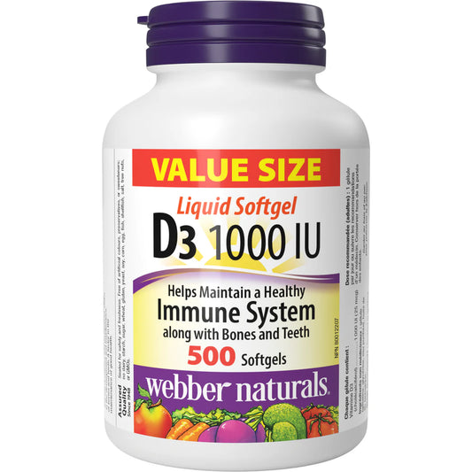 Webber Naturals Vitamin D3 Softgels - 1000 IU - 500's