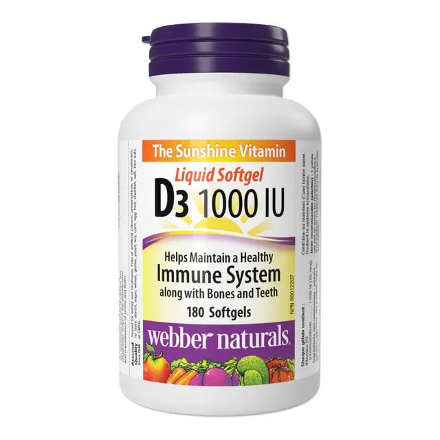 Webber Naturals Vitamin D3 Liquid Softgels - 1000 IU - 180's