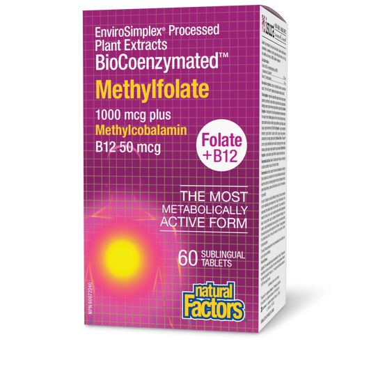 Natural Factors: BioCoenzymated Methylfolate • Folate + B12 1000 mcg/50 mcg