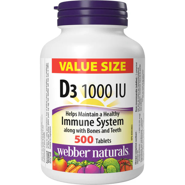 Webber Naturals Value Size Vitamin D3 Tablets - 1000 IU - 500s