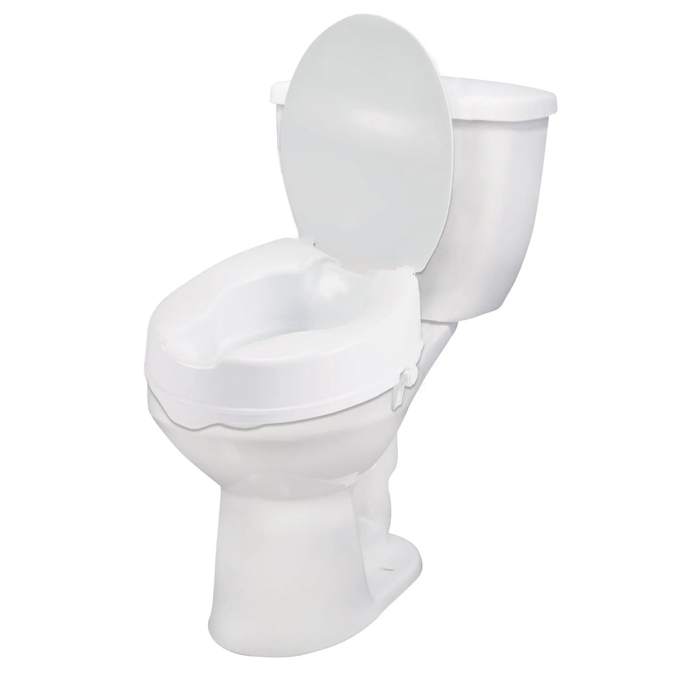 Drive Medical Raised Toilet Seat with Lock and Lid, Standard Seat, 4"
