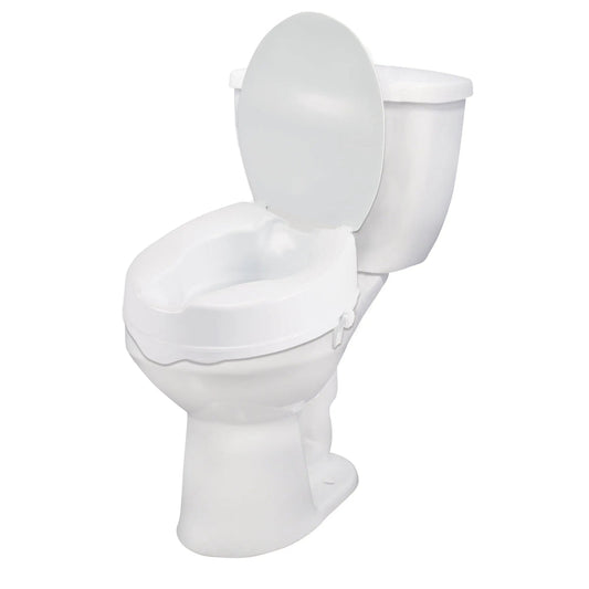 Drive Medical Raised Toilet Seat with Lock and Lid, Standard Seat, 4"