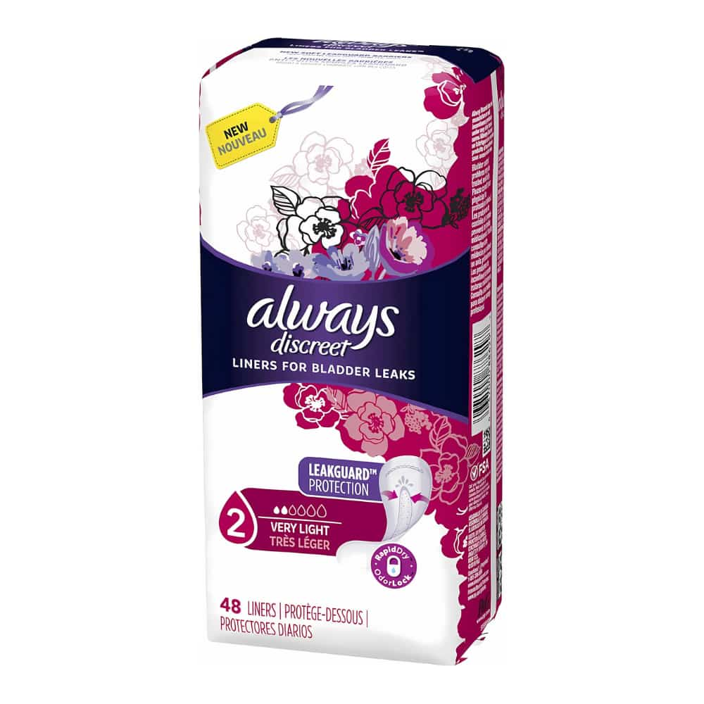 Always Discreet Incontinence Liners, Very Light Absorbency, Regular Length