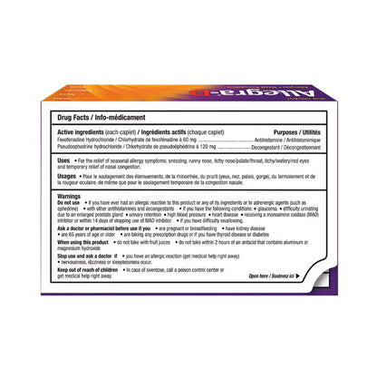 Allegra-D Allergies + Nasal Congestion Caplets - 10's