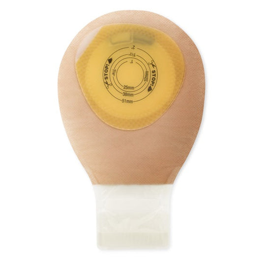 Pouchkins Drainable Pediatric One-Piece Pouch Flat Barrier, Pre-Cut Stoma Opening up to2" (51mm), Transparent 7" (18cm)