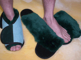 Australian Sheepskin Apparel Pressure Care Slippers, Open Toe with rubber sole (pair)