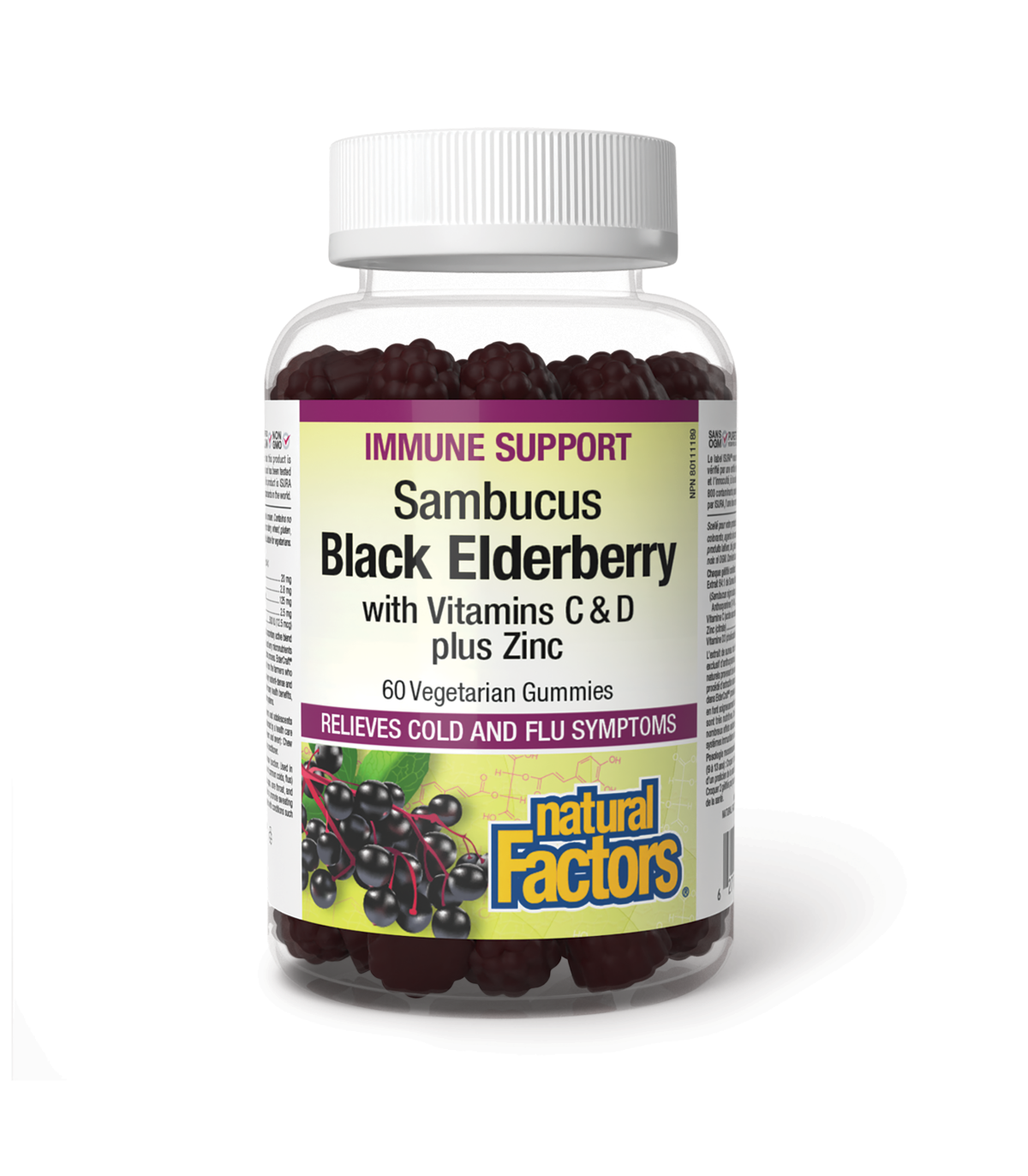 Natural Factors: Sambucus Black Elderberry with Vitamins C & D + Zinc