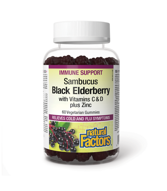 Natural Factors: Sambucus Black Elderberry with Vitamins C & D + Zinc