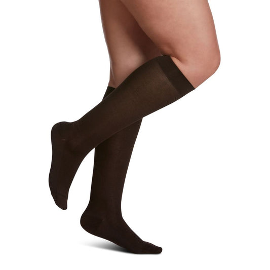 Sigvaris Sea Island Cotton Women's Stockings, 15-20mmHg, Size A, Brown (Per Pair)