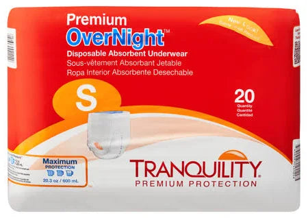 Tranquility Prem. Night Protective Underwear, Small (22 in. to 36 in./80-125lbs) - 80/Case