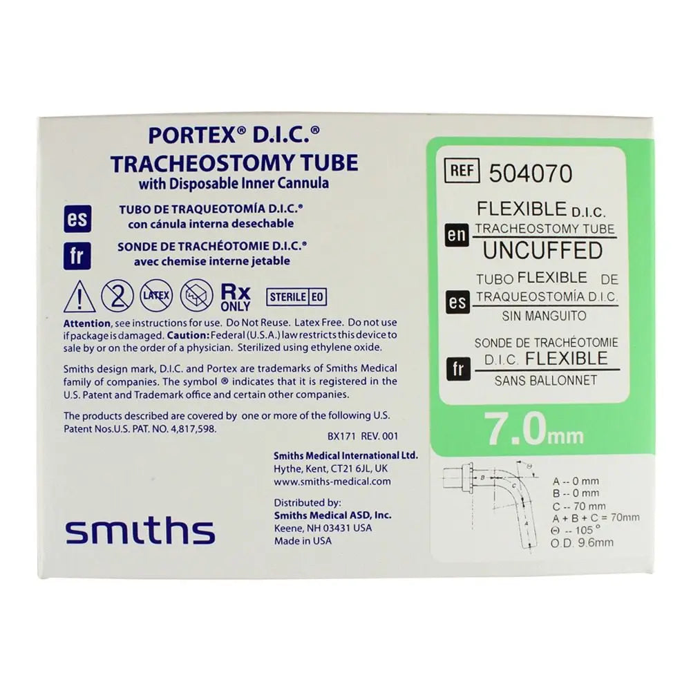Ea/1 Portex Tracheostomy Tube Uncuffed Flex D.I.C./I.D. 8Mm, O.D. 10.9Mm