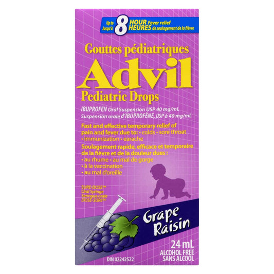 Advil Pediatric Drops for Infants for Fever and Pain Relief, Grape, 24 mL
