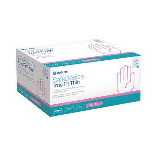 SafeBasics™ True Fit Thin™ Nitrile Gloves, Pink, X-Small  (Box 300 pcs)