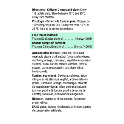 vitamin D 400 IU kids chewable tablets Canada