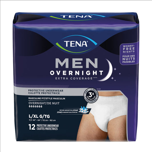 Men Overnight Extra Coverage Incontinence Underwear, Large/Extra-Large